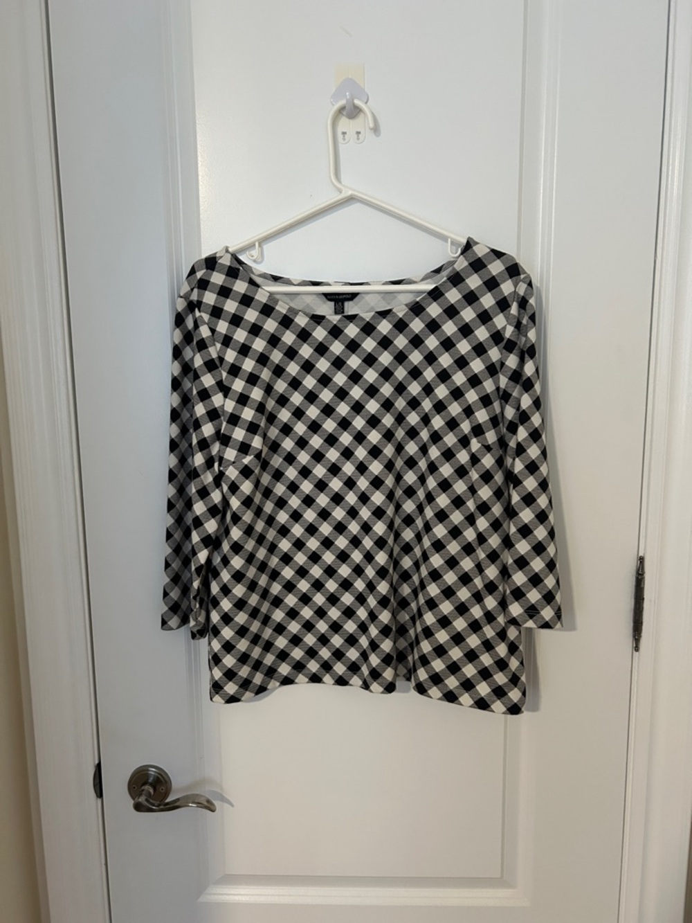 Jules & Leopold Black and White Gingham Boatneck Top